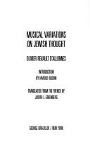 Cover of: Musical variations on Jewish thought