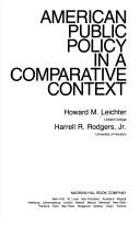 Cover of: American public policy in a comparative context