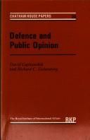 Cover of: Defence and public opinion | David B. Capitanchik