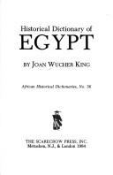 Cover of: Historical dictionary of Egypt by Joan Wucher King
