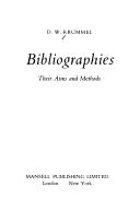 Cover of: Bibliographies, their aims and methods