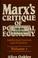 Cover of: Marx's critique of political economy