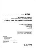Cover of: Influence of asphalt temperature susceptibility on pavement construction and performance