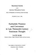 Cover of: Eucharistic presence and conversion in late thirteenth-century Franciscan thought