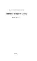 Cover of: Bertolt Brechts Lyrik: Aspekte, Tendenzen