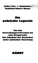 Cover of: Die polnische Legende by Richthofen, Bolko Freiherr von