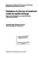 Cover of: Guidelines for the use of reclaimed water for aquifer recharge | 
