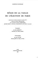 Cover of: Rôles de la taille de l'élection de Paris by Jean Guerout