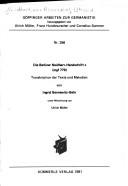 Cover of: Die Berliner Neidhart-Handschrift c (mgf. 779): Transkription der Texte und Melodien
