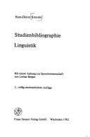 Studienbibliographie Linguistik by Hans-Dieter Kreuder