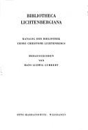 Cover of: Bibliotheca Lichtenbergiana: Katalog der Bibliothek Georg Christoph Lichtenbergs
