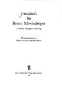 Cover of: Festschrift für Berent Schwineköper: zu seinem siebzigsten Geburtstag