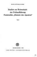 Cover of: Studien zur Reiseutopie der Frühaufklärung: Fontenelles "Histoire des Ajaoiens"