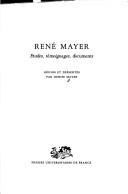 Cover of: René Mayer by Mayer, René
