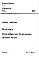 Cover of: Montaigne: Materialien und Kommentare zu einer Poetik