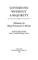 Cover of: Governing without a majority | Butler, David