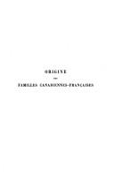 Origine des familles canadiennes-françaises by Archange Godbout