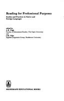 Cover of: Reading for professional purposes: studies and practices in native and foreign languages