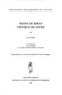 Maine de Biran, critique de Locke by Lucien Even