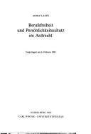 Cover of: Berufsfreiheit und Persönlichkeitsschutz im Arztrecht
