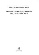 Vecchie e nuove (in)certezze sul Lapis Satricanus by Elisa Lucchesi