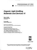 Cover of: Organic light-emitting materials and devices VI: 8-10 July, 2002, Seattle, Washington, USA