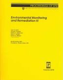 Cover of: Environmental monitoring and remediation III: 28-30 October 2003, Providence, Rhode Island, USA