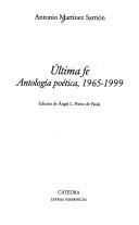 Cover of: Ultima fe: antología poética, 1965-1999