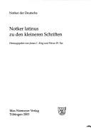 Cover of: Notker latinus zu den kleineren Schriften by Notker Labeo