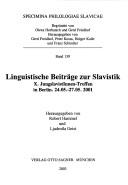 Linguistische Beiträge zur Slavistik by JungslawistInnen-Treffen (10th 2001 Berlin, Germany)