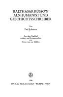 Cover of: Balthasar Rüssow als Humanist und Geschichtsschreiber