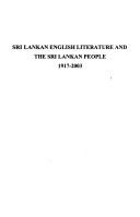 Cover of: Sri Lankan English literature and the Sri Lankan people, 1917-2003