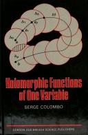 Holomorphic functions of one variable by Serge Colombo
