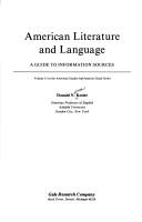 Cover of: American literature and language: a guide to information sources