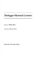 Cover of: Heidegger memorial lectures by Hans-Georg Gadamer