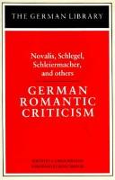 Cover of: German romantic criticism