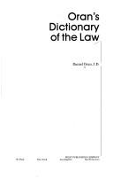 Oran's dictionary of the law by Oran, Daniel., Daniel Oran, Mark Tosti