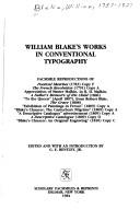 Cover of: William Blake's works in conventional typography by William Blake