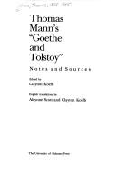 Cover of: Thomas Mann's "Goethe and Tolstoy" by Thomas Mann
