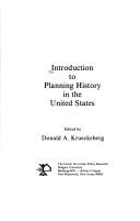 Cover of: Introduction to planning history in the United States by edited by Donald A. Krueckeberg.