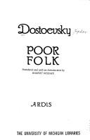 Cover of: Poor folk by Фёдор Михайлович Достоевский
