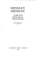 Cover of: Hensley Henson: a study in the friction between Church and State
