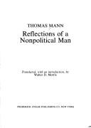 Cover of: Reflections of a nonpolitical man by Thomas Mann