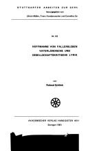 Cover of: Hoffmanns von Fallersleben vaterländische und gesellschaftskritische Lyrik by Roland Schlink
