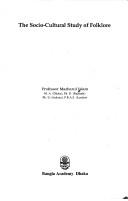 Cover of: The socio-cultural study of folklore