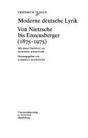 Cover of: Moderne deutsche Lyrik: von Nietzsche bis Enzensberger (1875-1975)