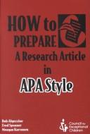 How to prepare a research article in APA style cover