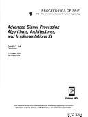 Cover of: Advanced signal processing algorithms, architectures, and implementations XI: 1-3 August, 2001, San Diego, [Calif.] USA