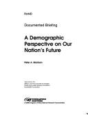 Cover of: A demographic perspective on our nation's future