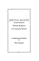 Cover of: Spiritual register: the news columns of Teodoro M. Kalaw in La Vanguardia, 1926-1927